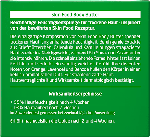 Bodybutter Skin Food in een glazen pot, 150 ml