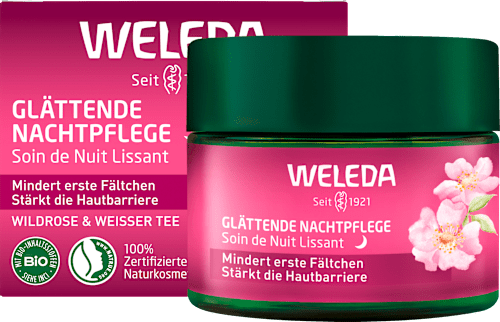 Nachtcreme glättend Wildrose & weißer Tee, 40 ml
