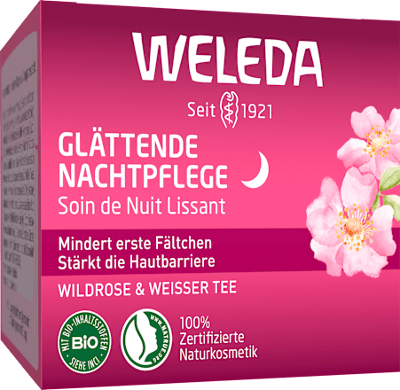 Nachtcrème Gladmakende Wilde Roos &amp; Witte Thee, 40 ml