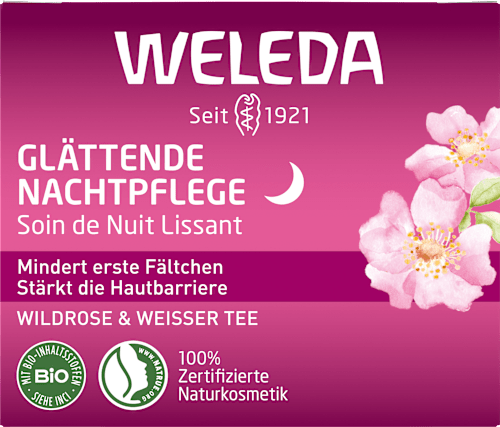 Nachtcreme glättend Wildrose & weißer Tee, 40 ml