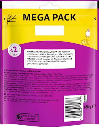 Kattensnacks Crispy Pockets met Kip &amp; Kaas, Megapack, 180 g