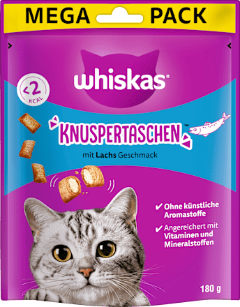 Katzenleckerli Knuspertaschen mit Lachs, 180 g