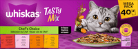 Nat kattenvoer Chef's Choice in saus, Tasty Mix Megapack (40 x 85 g), 3,4 kg