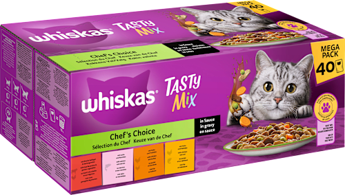 Nat kattenvoer Chef's Choice in saus, Tasty Mix Megapack (40 x 85 g), 3,4 kg