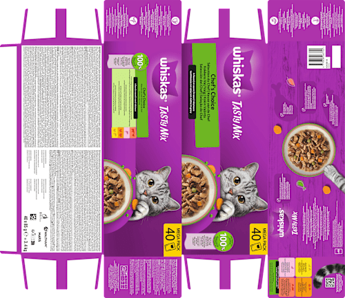 Nat kattenvoer Chef's Choice in saus, Tasty Mix Megapack (40 x 85 g), 3,4 kg