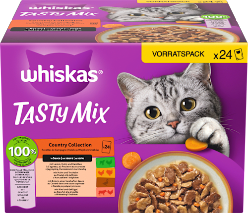 Nat kattenvoer Country Collection in saus, Tasty Mix Multipack (24 x 85 g), 2,04 kg