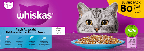 Nat kattenvoer visselectie in gelei, jumbo verpakking (80 x 85 g), 6,8 kg