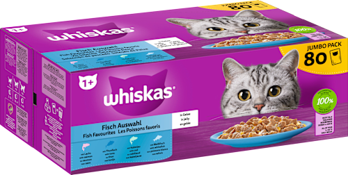 Nat kattenvoer visselectie in gelei, jumbo verpakking (80 x 85 g), 6,8 kg