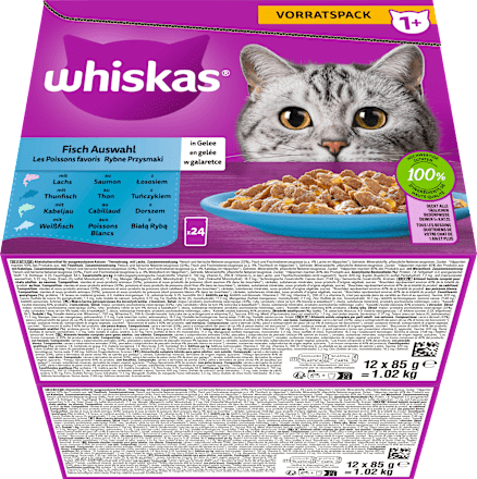 Nat kattenvoer visselectie in gelei, multipack (24 x 85 g), 2,04 kg