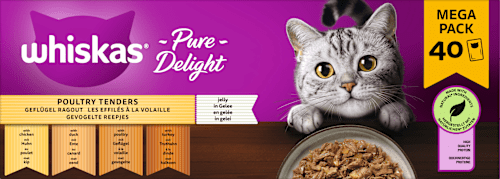 Nat kattenvoer gevogelteragout in gelei, Pure Delight, megapak (40 x 85 g), 3,4 kg