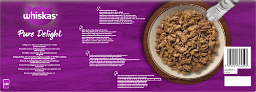 Nat kattenvoer gevogelteragout in gelei, Pure Delight, megapak (40 x 85 g), 3,4 kg