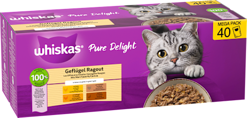 Nat kattenvoer gevogelteragout in gelei, Pure Delight, megapak (40 x 85 g), 3,4 kg
