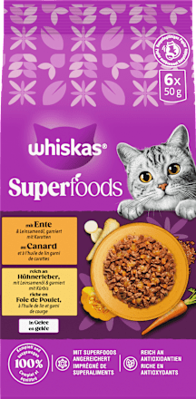 Nassfutter Katze mit Ente & Hühnerleber in Gelee, Multipack (6x50 g), 300 g