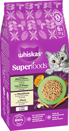 Nassfutter Katze mit Hühnerleber & Thunfisch in Gelee, Multipack (6x50 g), 300 g