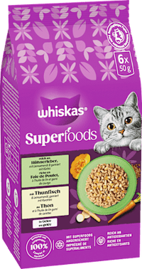Nassfutter Katze mit Hühnerleber & Thunfisch in Gelee, Multipack (6x50 g), 300 g