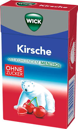 Bonbon, Kirsche mit Menthol, zuckerfei, in der Taschenbox, 46 g