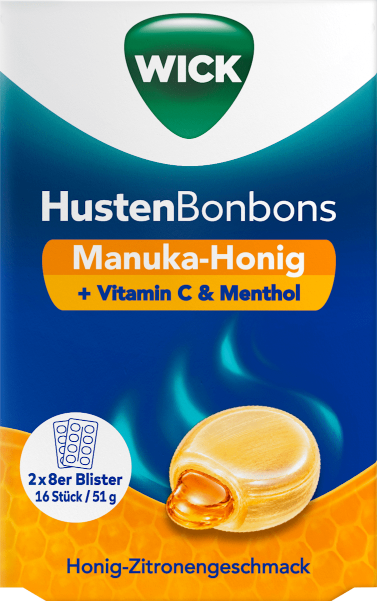 WICK Hustenbonbons Manuka-Honig + Vitamin C & Menthol 16 St, 51 g