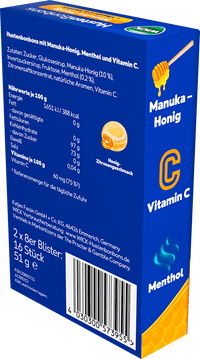 WICK Hustenbonbons Manuka-Honig + Vitamin C & Menthol 16 St, 51 g