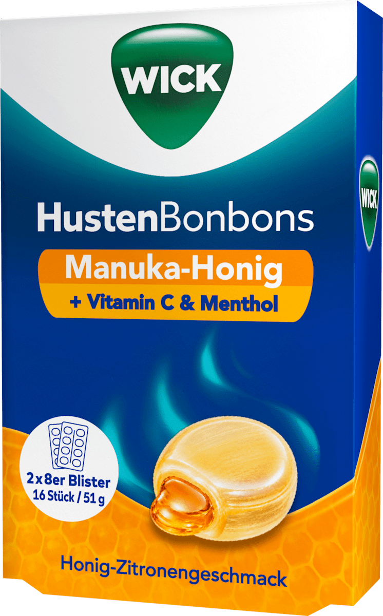 WICK Hustenbonbons Manuka-Honig + Vitamin C & Menthol 16 St, 51 g