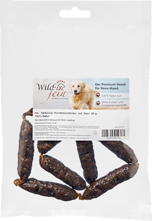 Hundesnack Salsiccia Würstchen mit Herz, 80 g Wild & fein