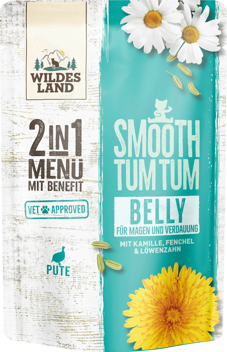 Wildes Land Nassfutter Katze mit Pute, belly, 2in1 Menü mit Benefit, 85 g