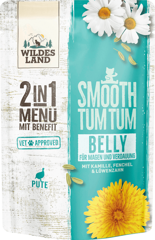 Wildes Land Nourriture humide pour chat à la dinde, ventre, menu 2 en 1 avec bienfait, 85 g