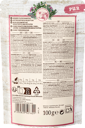 Nat kattenvoer puur rundvlees, 100 g