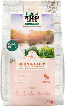 Droog kattenvoer, kip &amp; zalm met tuingroenten, volwassen, 1,2 kg