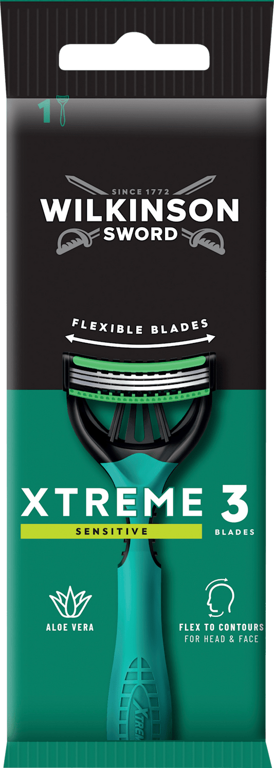 WILKINSON SWORD Rasoir jetable, Xtreme 3 Sensitive, Format voyage, 1 pce