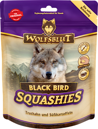 Hondensnacks zwarte vogel squashies met kalkoen en zoete aardappelen, 300 g