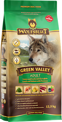 Droogvoer voor honden met lam, zalm &amp; aardappel, Green Valley, volwassen, 12,5 kg