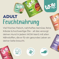 Nassfutter Hund mit Rind, Lamm, Wild, Pute, Lachs, Multipack (11x150 g), 1,65 kg