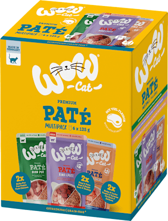 Nat kattenvoer met kip, zalm, rundvlees en kalkoen, Premium Paté Adult Multipack (6 x 125 g), 750 g