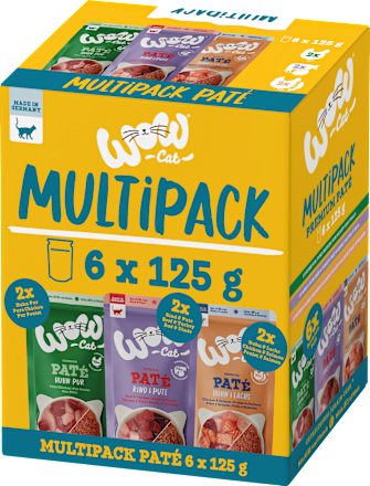 Nat kattenvoer met kip, zalm, rundvlees en kalkoen, Premium Paté Adult Multipack (6 x 125 g), 750 g