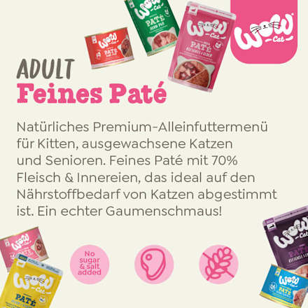 Nat kattenvoer met kip, zalm, rundvlees en kalkoen, Premium Paté Adult Multipack (6 x 125 g), 750 g