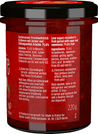Fruchtaufstrich, Erdbeere mit Xylit, 220 g
