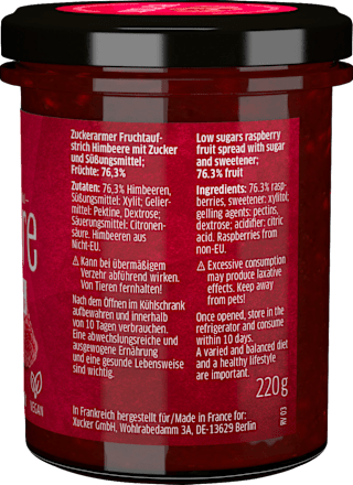 Fruchtaufstrich, Himbeere mit Xylit, 220 g