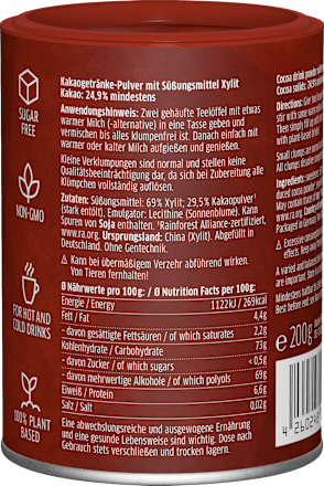 Cacaopoeder, warme chocolademelk met xylitol, 200 g