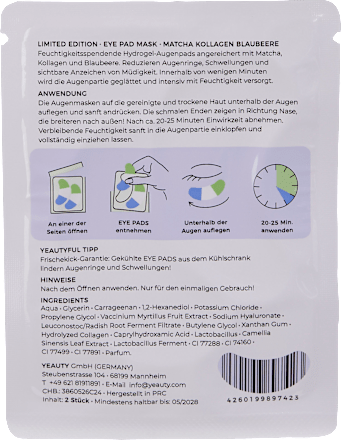 Augenpads Matcha Collagen Blueberry (1 Paar), 2 St