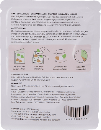 Augenpads Matcha Collagen Coconut (1 Paar), 2 St