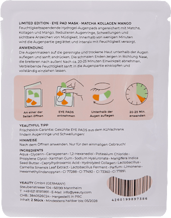 Augenpads Matcha Collagen Mango (1 Paar), 2 St