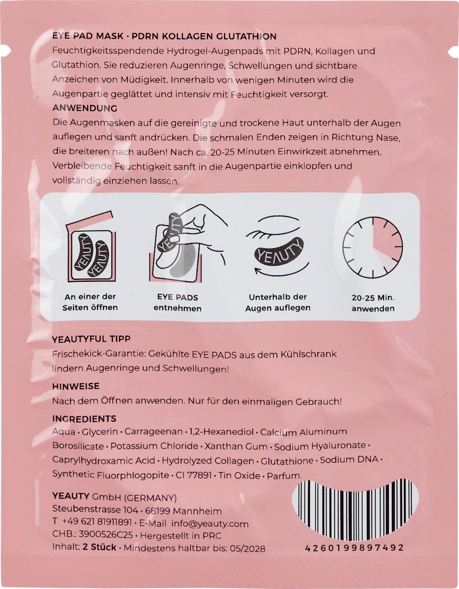 Augenpads PDRN Collagen Glutathione (1 Paar), 2 St