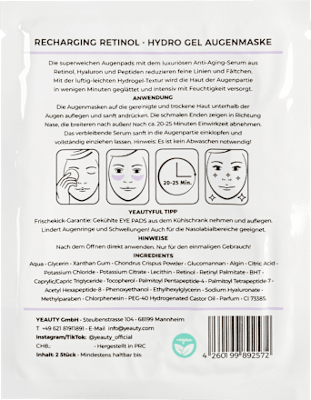 Oplaadbare Retinol Oogpads (1 paar), 2 stuks