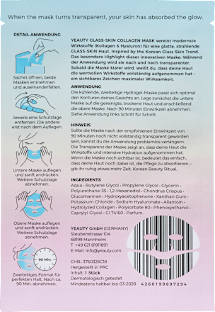 Gesichtsmaske Glass-Skin Hydrogel Kollagen & Hyaluron, 1 St