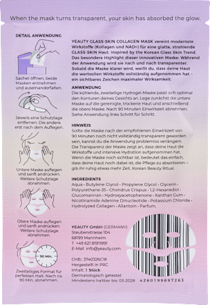 Gesichtsmaske Glass-Skin Hydrogel Kollagen & NAD+, 1 St