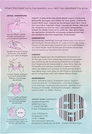 Gesichtsmaske Glass-Skin Hydrogel Kollagen & PDRN, 1 St