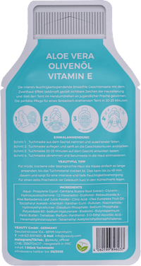 Sheetmasker Aloë Vera Olijfolie Vitamine E, 1 st