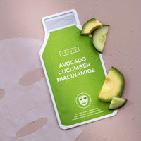 Sheetmasker Avocado Komkommer Niacinamide, 1 st