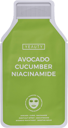 Sheetmasker Avocado Komkommer Niacinamide, 1 st