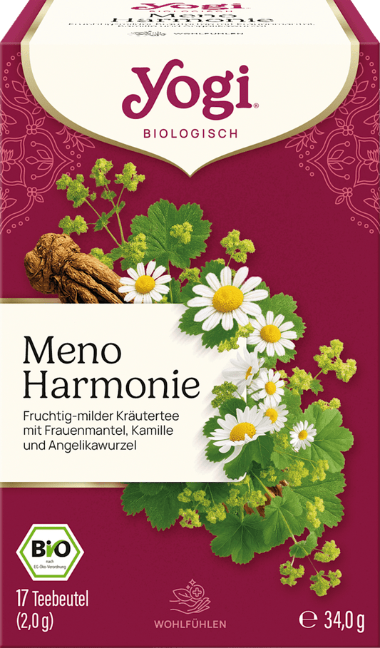 Tisane aux herbes Yogi, Meno Harmonie à l’achillée millefeuille, à la camomille et à la racine d’angélique (17 sachets), 34 g